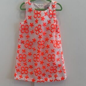 Antoni & Alison Girls White Dress with Orange Floral Detail